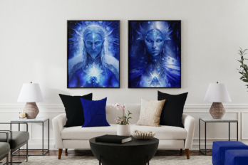 Indigo Lightworker with Crystal, AI Art Digital Download